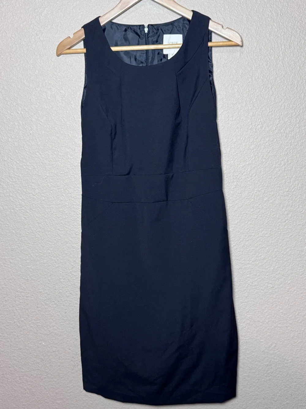 J.Crew Suiting 100% Wool Sheath Dress Black Sleeveless Career Office Classic
